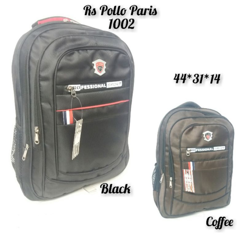 Tas Ransel/ Tas Sekolah/Tas Punggung Polo Paris Resleting Sablon 1002