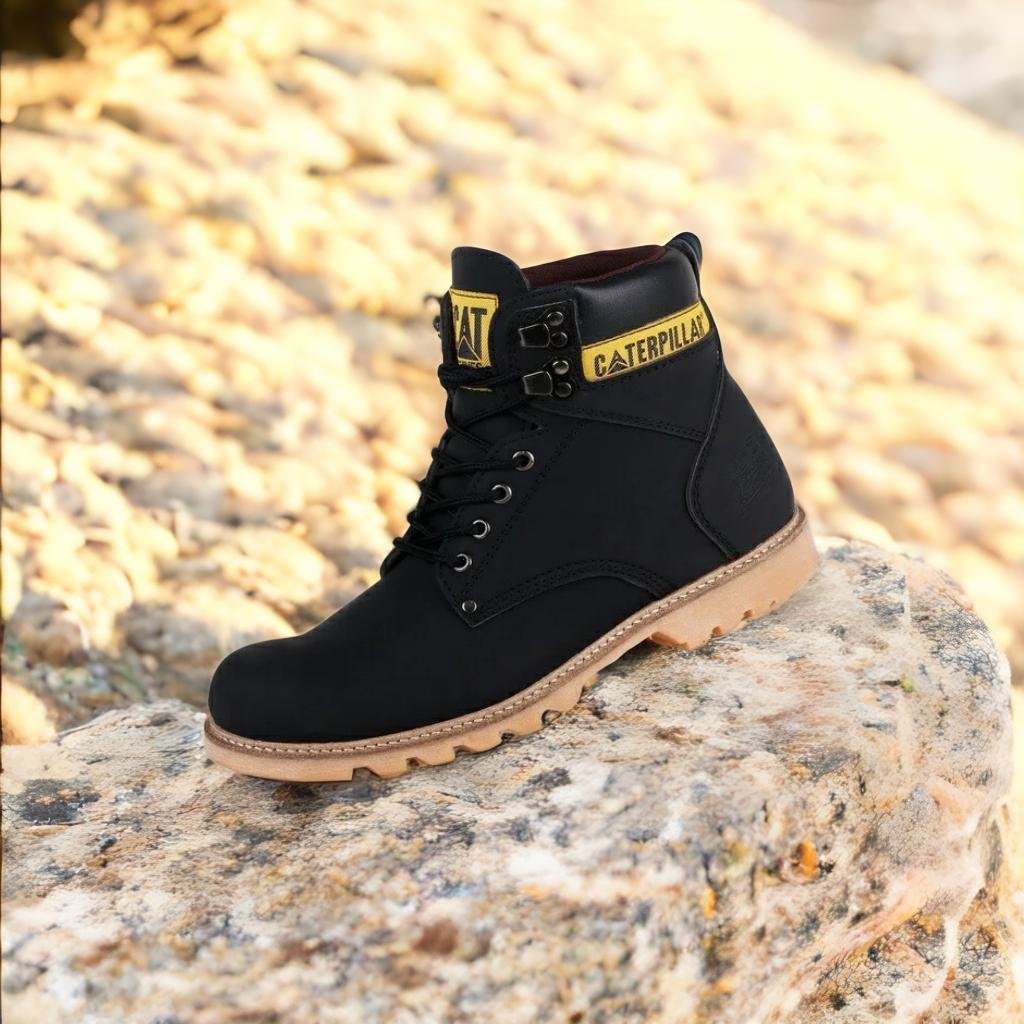 COD !! Sepatu Caterpillar Holton Sepatu Safety Boots Ujung Besi Fashion Pria Bikers Turing Outdoor
