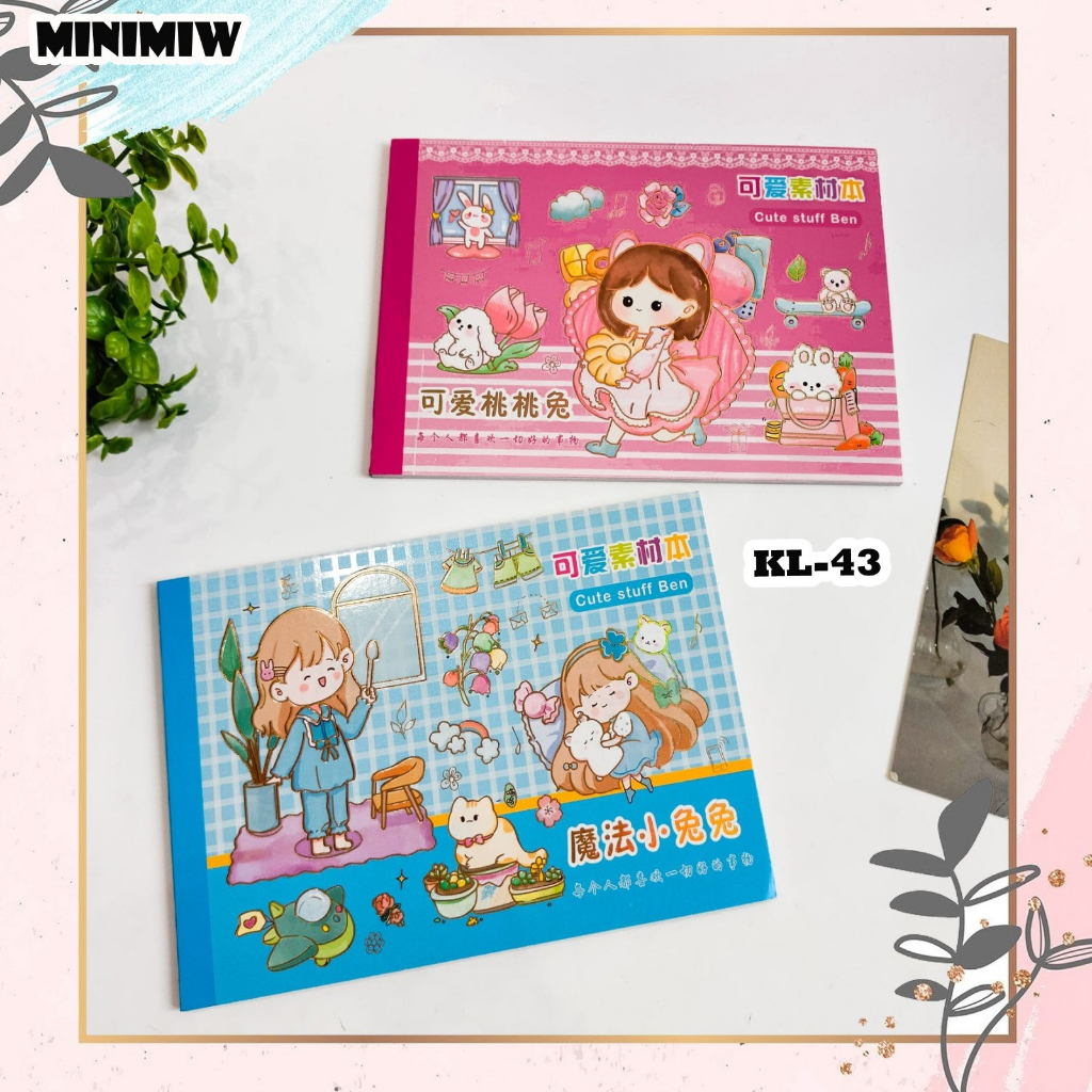 PAKET STICKER KARAKTER CEWE BENTUK NOTEBOOK SPIRAL KODE KL-43 UNIK ALAT JURNALING LUCU IMUT KARAKTER GAMBAR