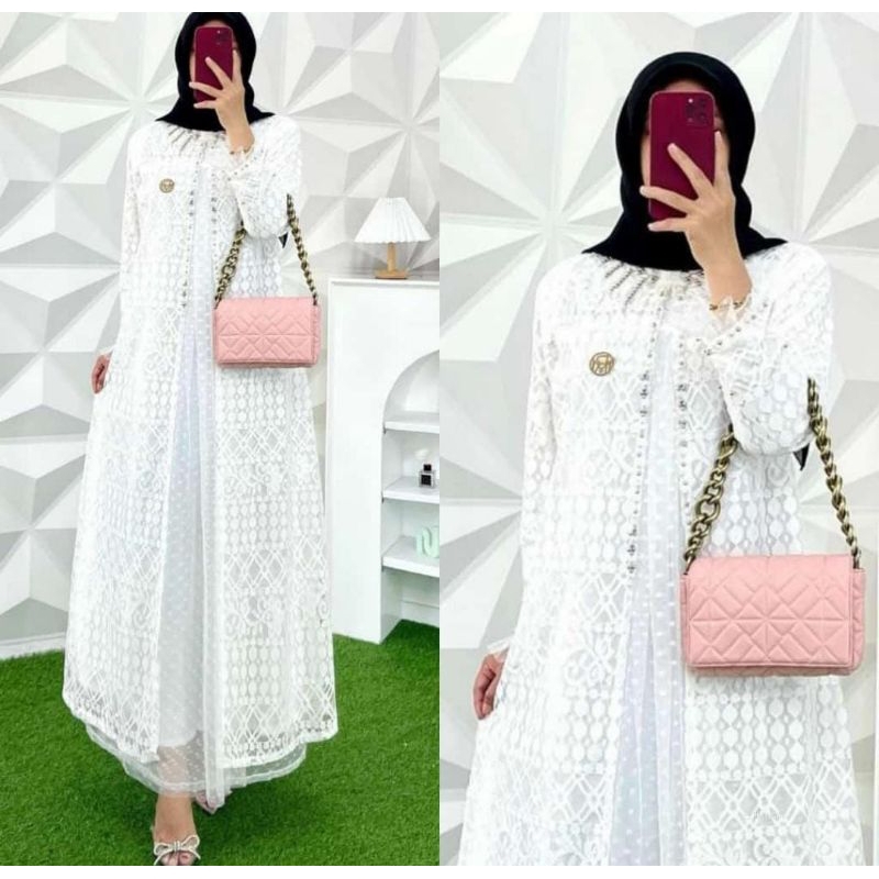 GAMIS BROKAT BY OZIAS SERIAN WARNA PUTIH