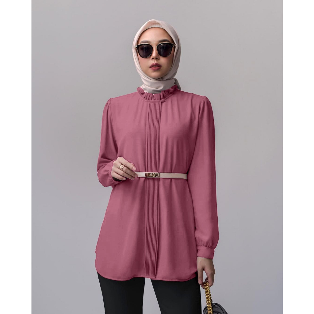 Kemeja Tunik wanita /Blouse Polos Syakilla Premium HS - 2204 Oversize bdg-style