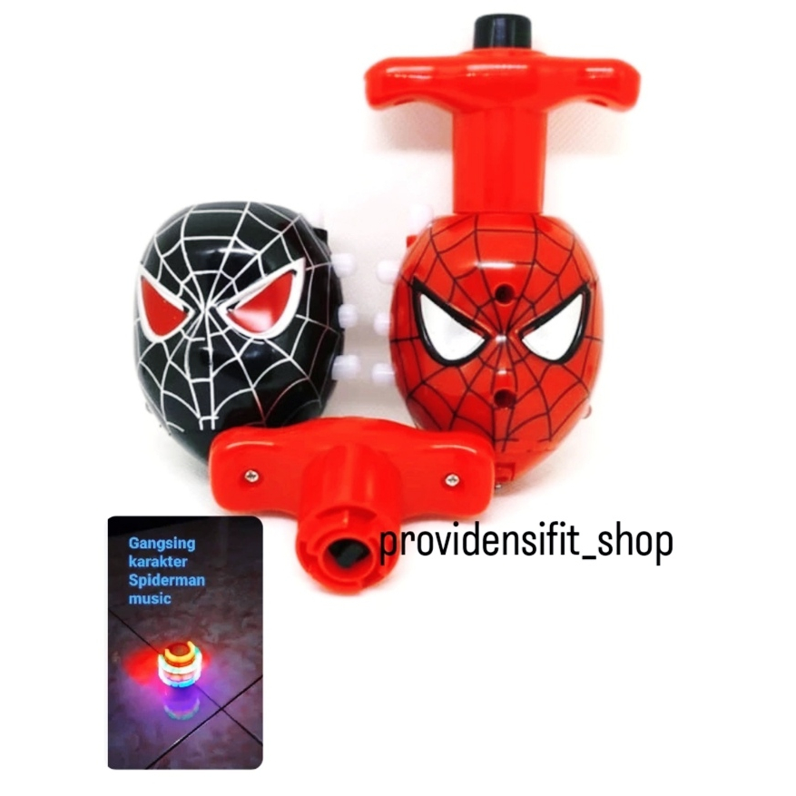 Promo Mainan Anak Gangsing LED Karakter Spiderman Bisa Nyala