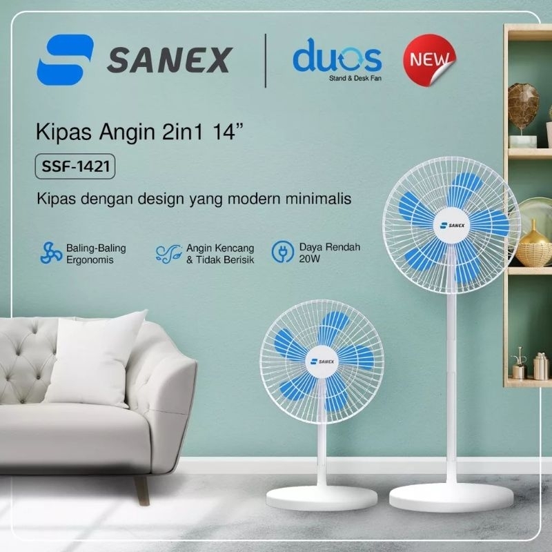 KIPAS ANGIN BERDIRI SANEX 14inch STAND FAN SANEX 14inch 2in1