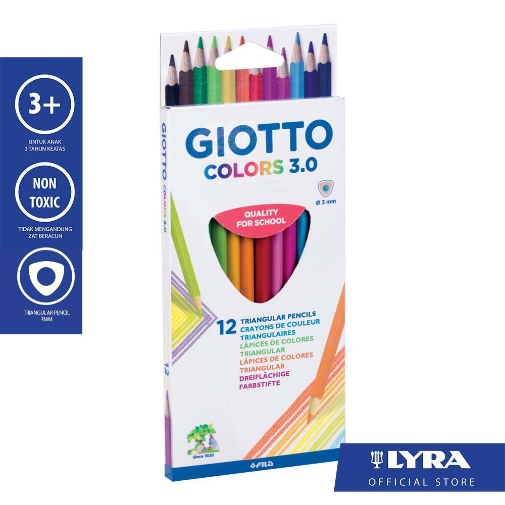 

Giotto Pensil Warna Segitiga Colors 3.0 Triangular 12 Warna - Warna Cerah & Nyaman Digunakan