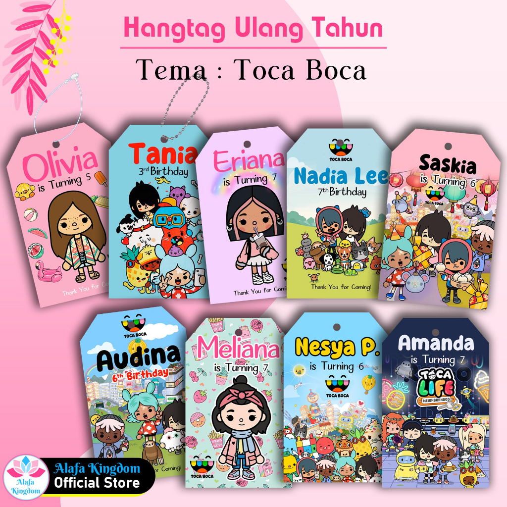 

alafakingdom Hangtag Ulang Tahun Toca Boca Custom 8 Pcs