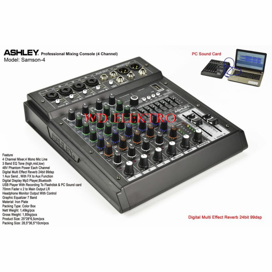 Mixer Ashley Samson6 Original 6 Channel Bluetooth - Soundcard Mixer Ashley samson 6