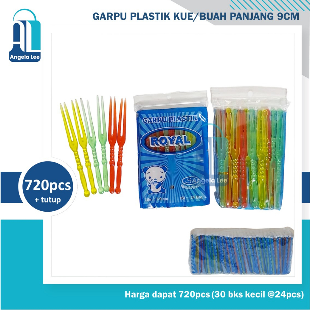 Garpu Plastik Kecil Kue Ulang Tahun Tar Buah Bolu Pesta Puding Warna Warni 9cm isi 12btg