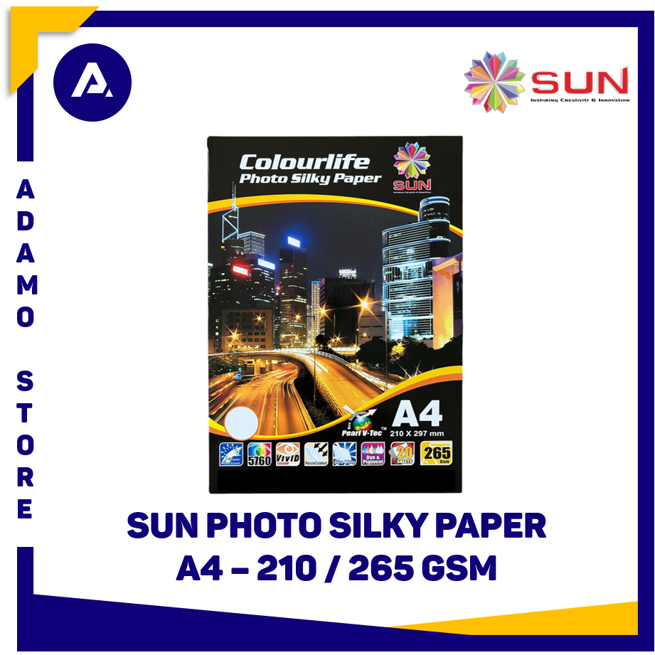 Kertas Foto A4 Sun Colourlife Photo Silky Paper A4 210 / 265 gsm 20 Sheets