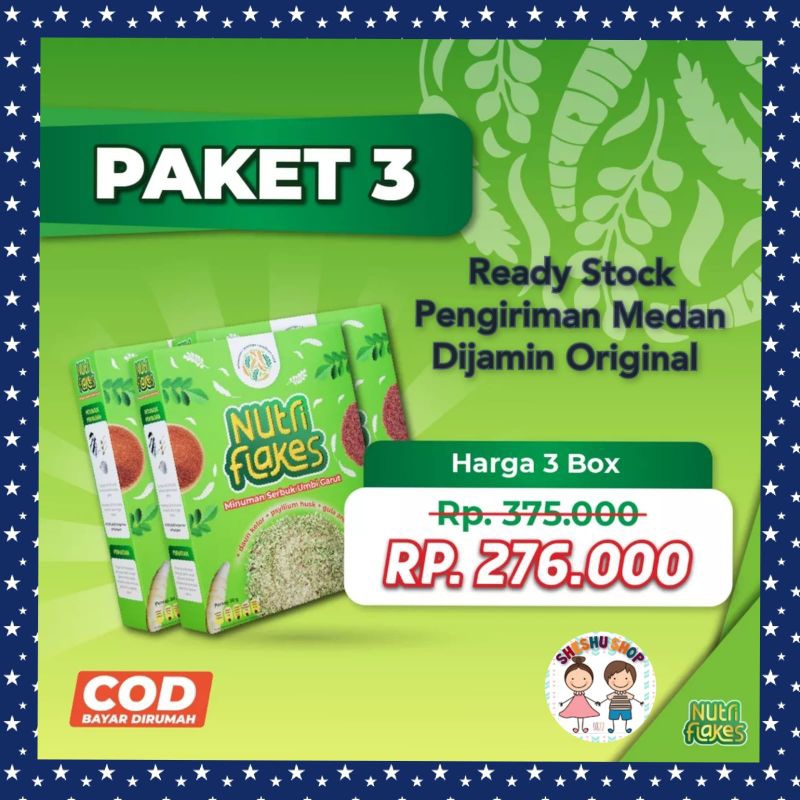 

READY NUTRIFLAKES PAKET ISI 3 BOX SEREAL SERBUK UMBI GARUT ORIGINAL ATASI ASAM LAMBUNG GERD MAAG