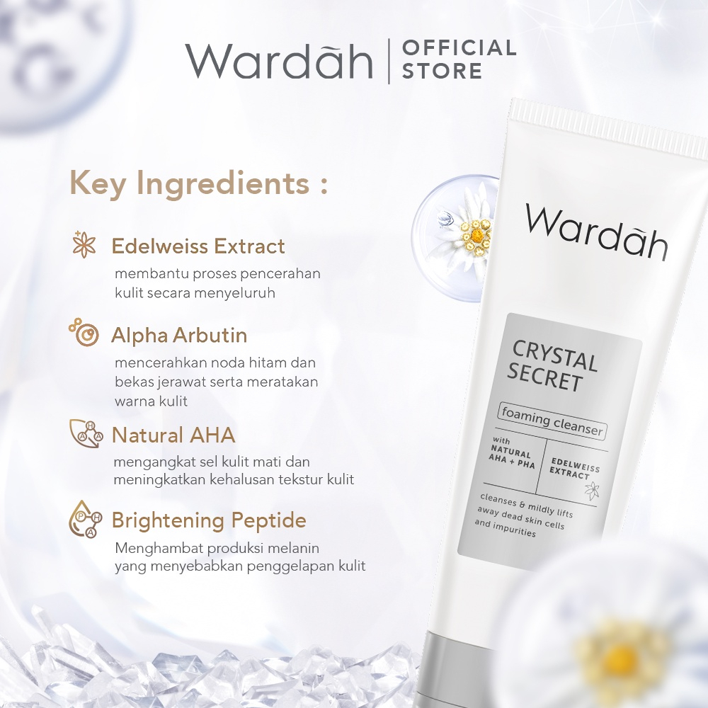 WARDAH CRYSTAL SECRET FACIAL WASH WITH NATURAL AHA 100ML