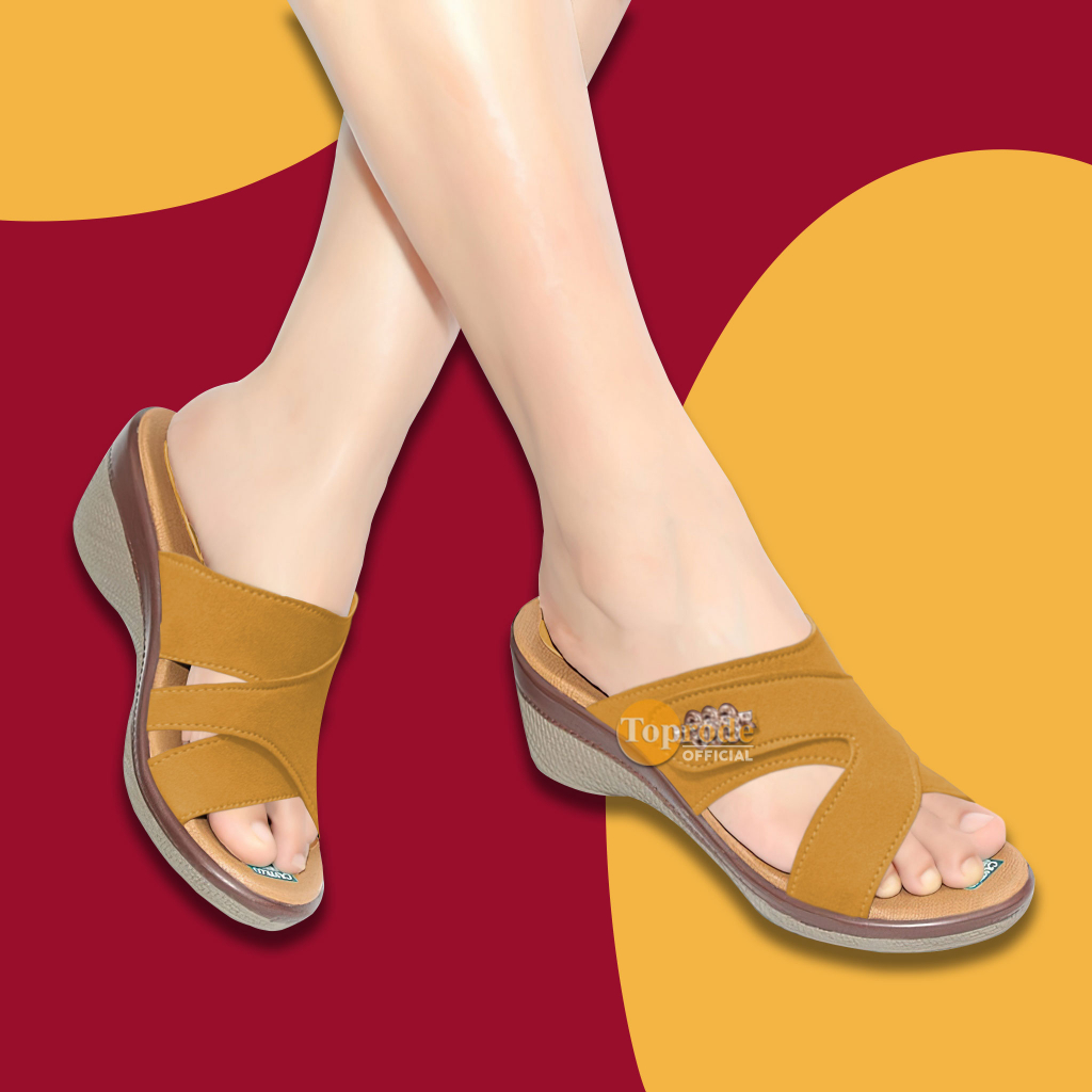 SANDAL WEDGES KEKINIAN MURAH TERBARU CEWEK TINGGI IBU CASUAL SELOP SLOP SLIP SELIP KARET WANITA TC19