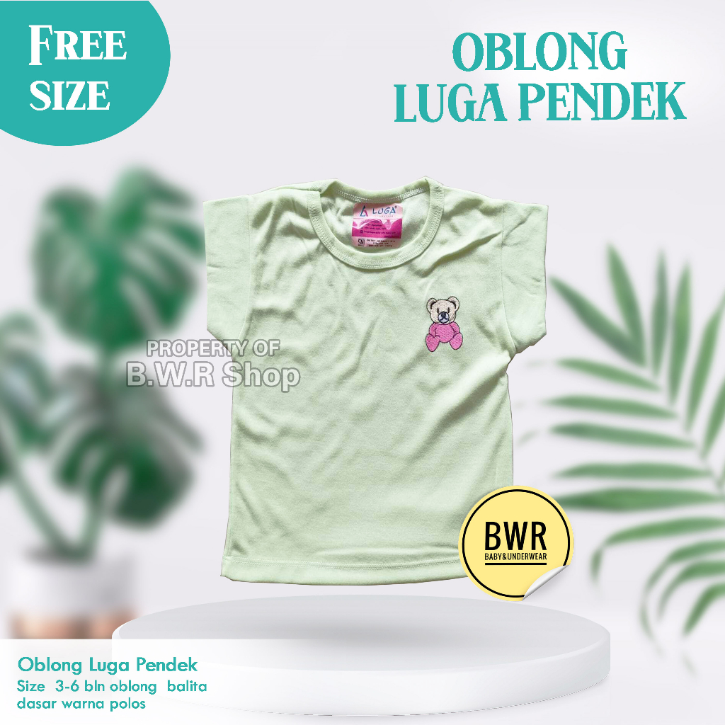 Oblong Luga PENDEK Warna Polos  Kaos Oblong Anak 1-2 tahun Pendek - Bwr