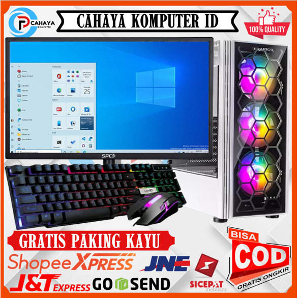 PC GAMING INTEL I5 10400F RAM 16GB VGA MSI RTX 2060 8GB MONITOR 24 INCH SIAP PAKAI