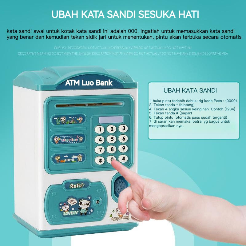 2023 3 warna Celengan Mainan ATM Brankas Karakter Astronot Fingerprint Bank Mesin / Celengan Kode Simpan Uang Mainan Edukasi Anak Lucu