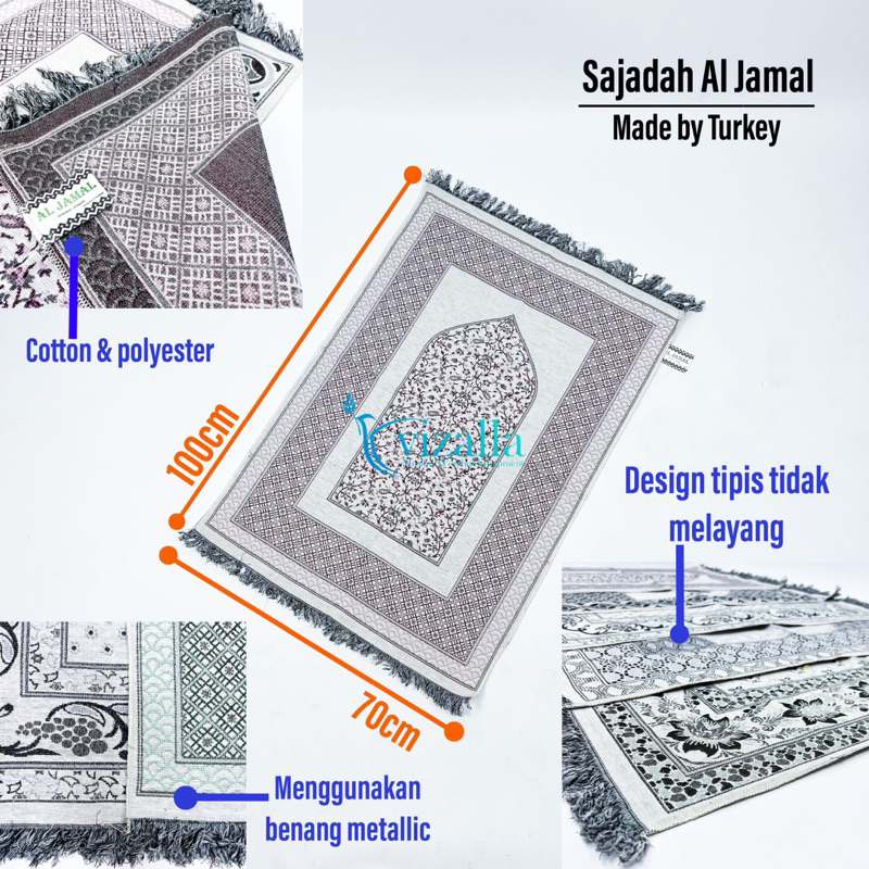 Sajadah Al Jamal Besar/ 100*70 Sajadah Tipis Lurex/ Grosir Sajadah