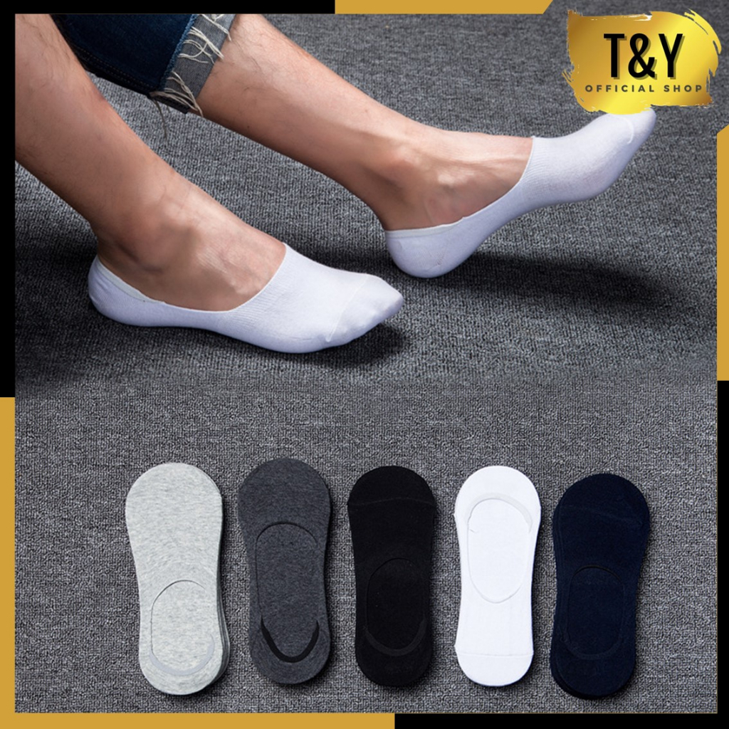 T&amp;Y Kaos Kaki Unisex Flat shoes 6704 Hidden Socks Motif Polos Kaos Kaki Pendek Invisible Pria Wanita Murah Import