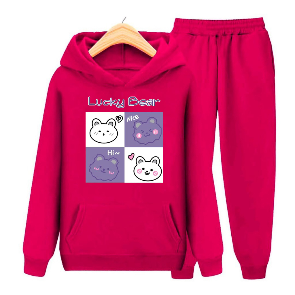 YMF - Setelan Sweater Hoodie Lucky Bear | Anak-Remaja ( SET Hoodie - Lucky Bear )®