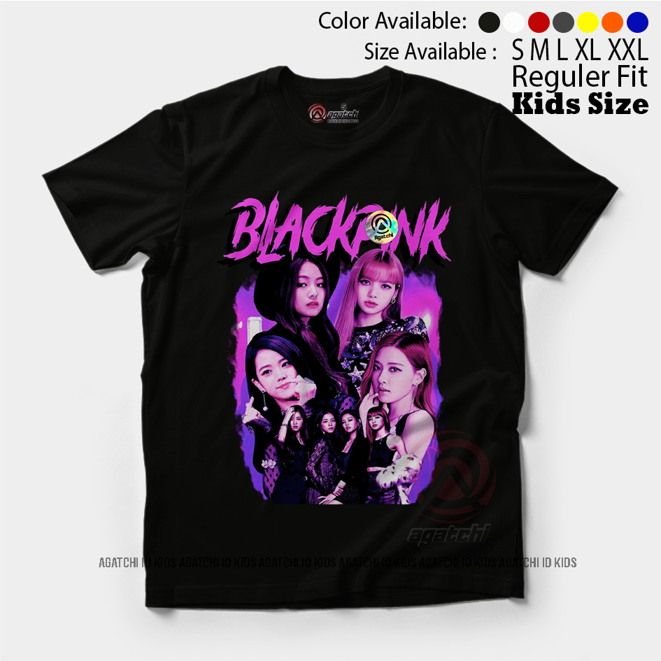 Baju Kaos Atasan Anak Perempuan Agatchi Motif Black Pink - V2