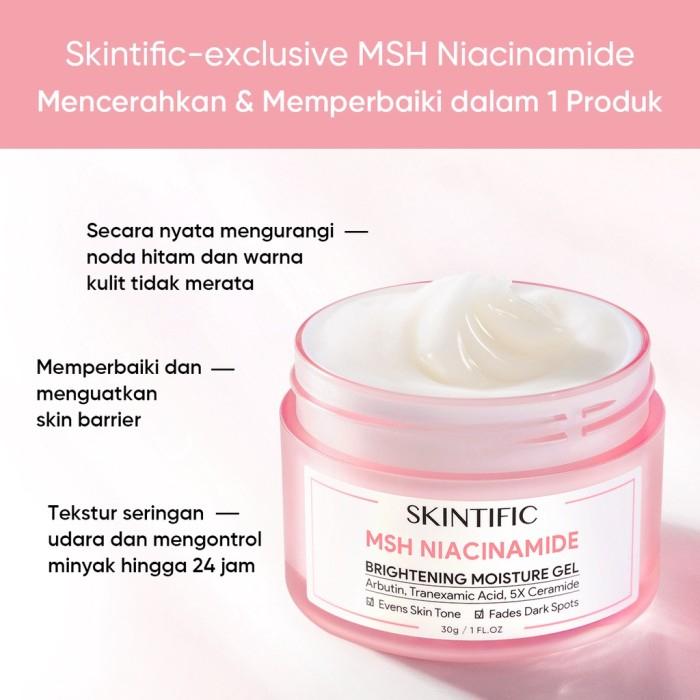 Skintific MSH Niacinamide Brightening Moisture Gel 6gr &amp; 30gr - Produk untuk Muka