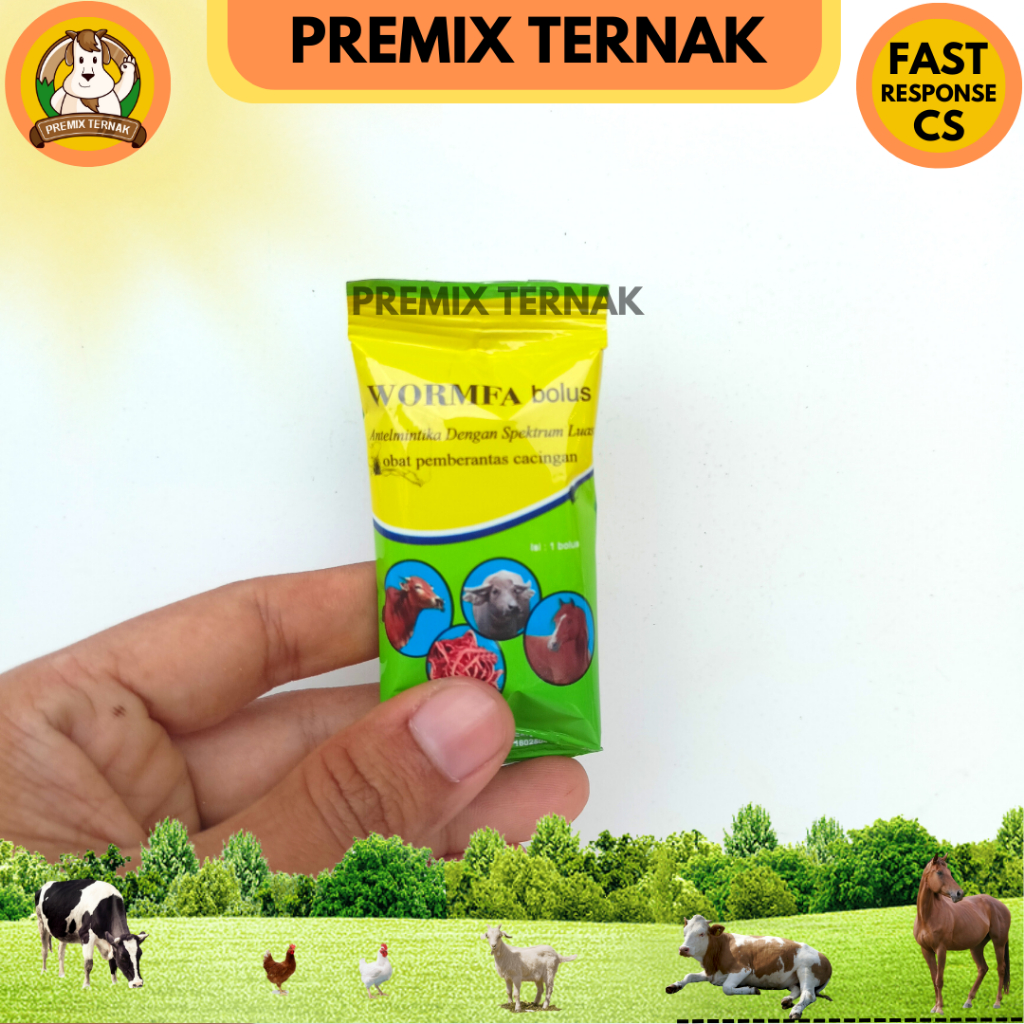 WORMFA BOLUS 1 Pcs - Obat Cacing Spektrum Luas Pemberatas Cacingan Pada Sapi Kerbau Kuda - USFA