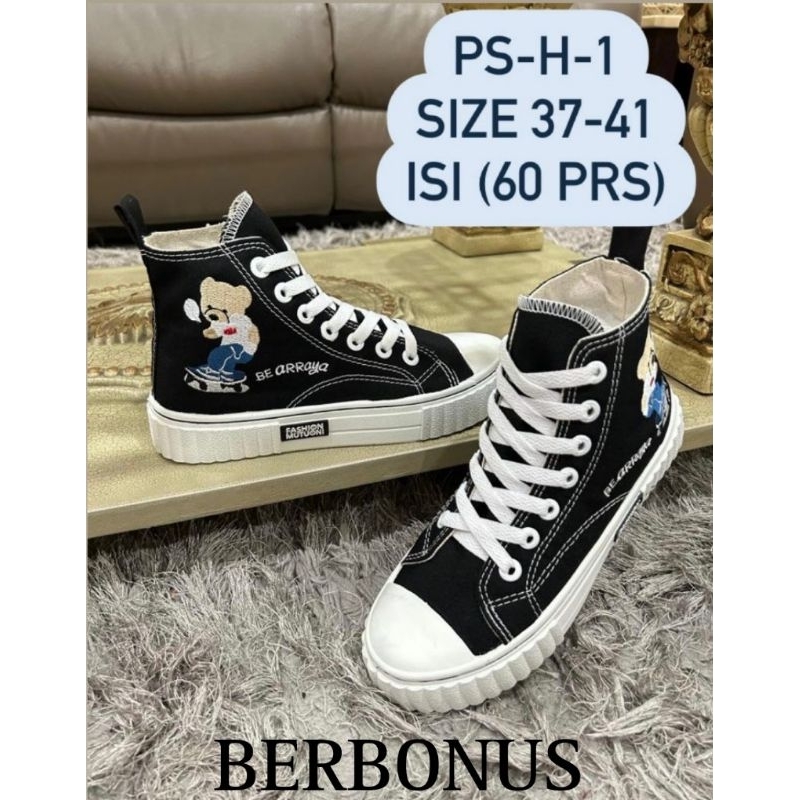 Sepatu BOOTS Sol Karet Lentur Bahan Kanvas Wanita Fashion 016