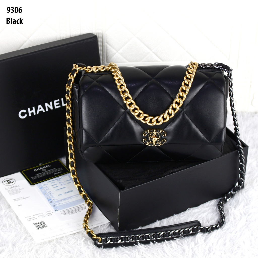 TAS CH 19 FLAP BAG TRIO OF CHAINS 9306 (FREE BOX)