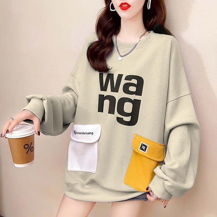 WANG POCKET OVERSIZE SWEATER BASIC OBLONG WANITA - SWEATSHIRT