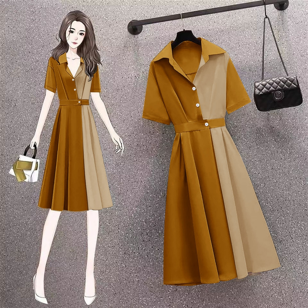 Gaun Wanita Brukat Ibuibu Gereja Korean Style Selutut Kekinian Baju Dros Natal Cewe Seragam Bridesma