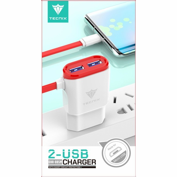 TECNIX CHR-085M Charger 2 USB Port with Kabel Micro 1M Original