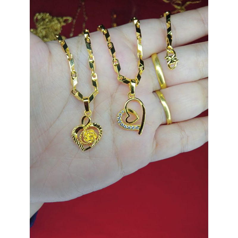 kalung padi balok love 2 45cm,50cm,60cm dan 75cm lapis emas 24 k