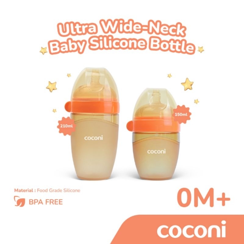 Coconi Ultra Wide Neck Baby Silicone Bottle 150ml / 250ml Botol Dot Susu Bayi