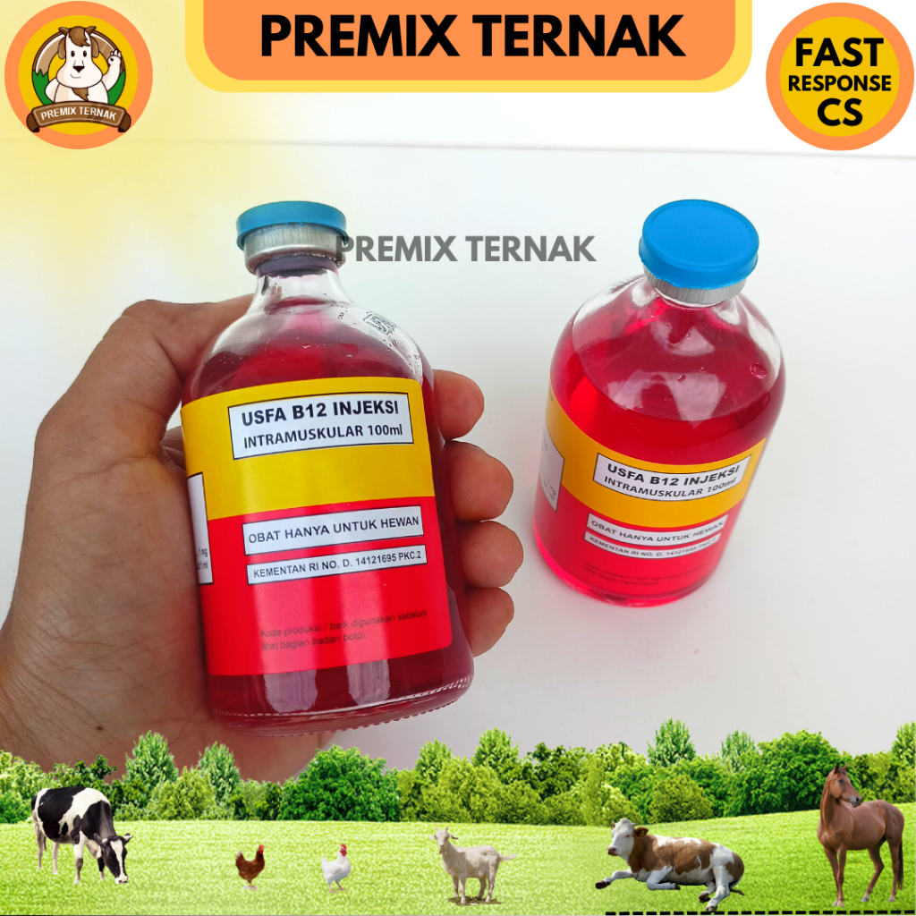 USFA B12 INJEKSI 100ml - Vitamin B12 untuk hewan - Mengatasi anemia pada hewan