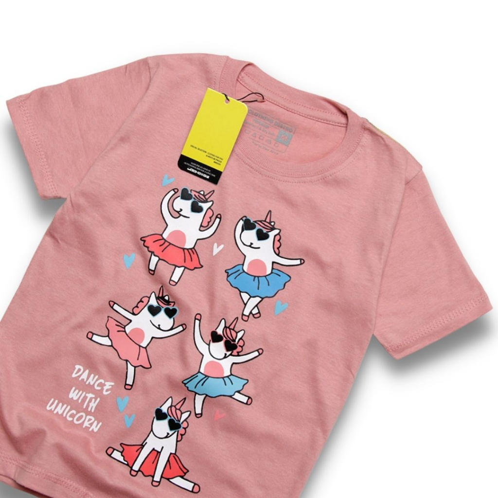 Atasan Kaos Anak Cewek Oblong Perempuan Grosir Ecer UNICORN DANCE DUSTY  threepoint RGKIDS Grosir Baju Anak Cewe