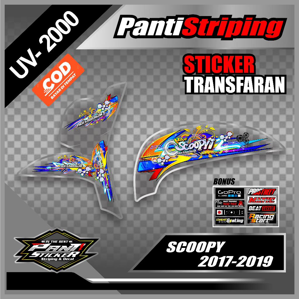 STICKER STRIPING TRANSPARAN SCOOPY TAHUN 2017-2019 // STRIPING TRANSARAN UV SCOOPY MOTIF THAILAND