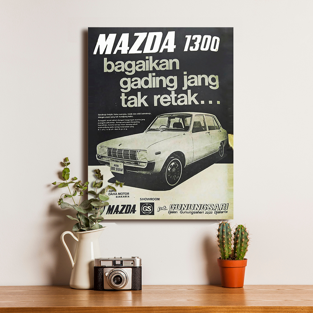 Poster Iklan Jadul Jaman Dulu Lucu Mobil Mazda 1300 16 - Dekorasi Hiasan Dinding Kayu