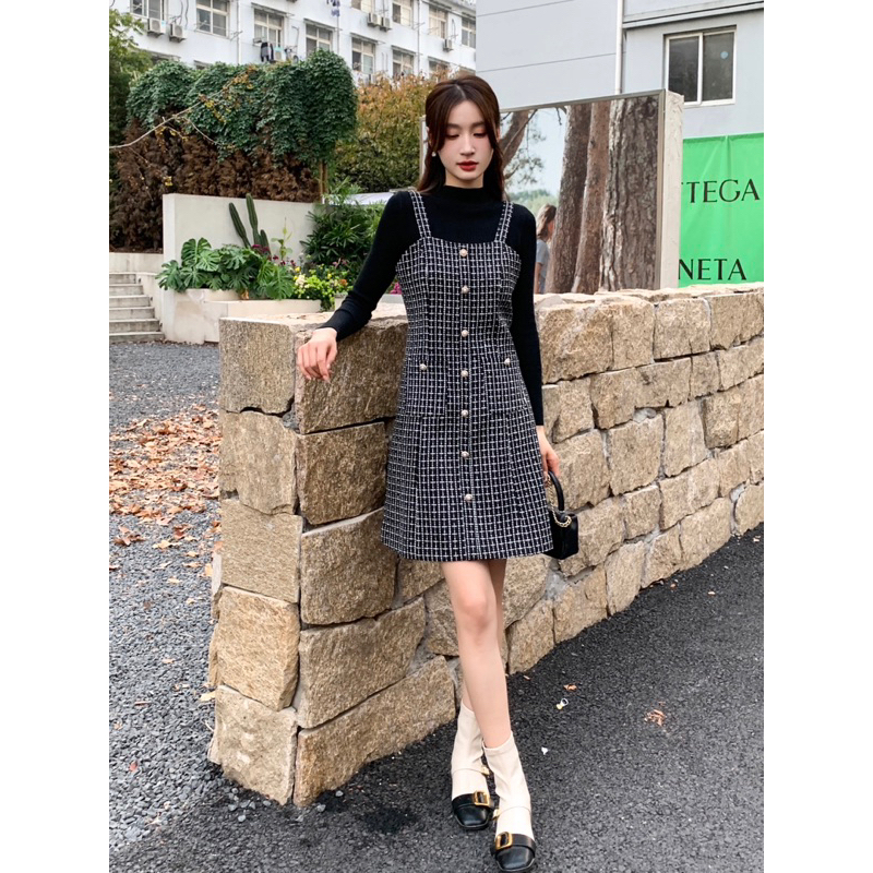 TWEED DRESS TERUSAN IMPORT WANITA NEW WINTER MX578