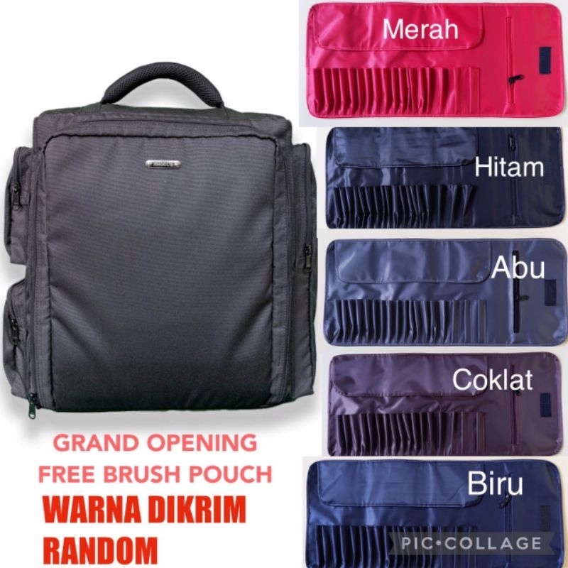 Tas Ransel Backpack Makeup Artist MUA Beauty Case Tempat Kosmetik FREE POUCH BRUSH - Kukaku Pro ko