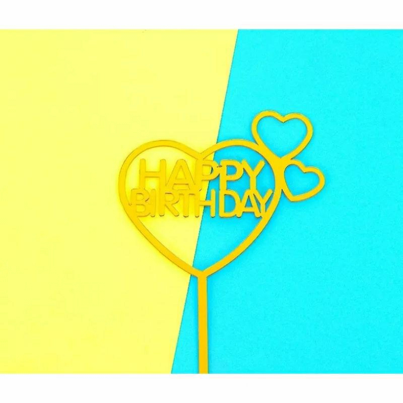 Cake topper hiasan kue tart ulang tahun birthday tusukan tancepan latin akrilik bronzing acrylic mur