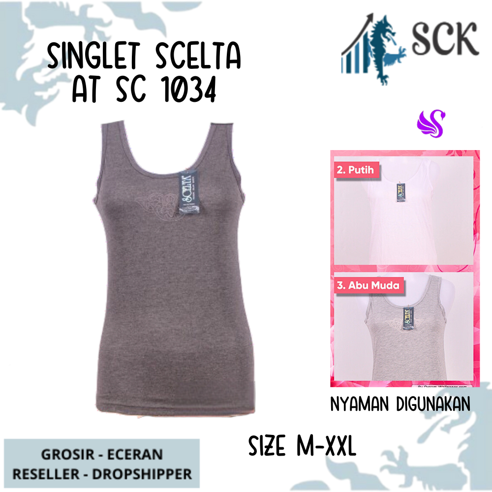 Singlet Wanita SCELTA 1034 Katun Aneka Warna / Singlet Wanita 1034 / Singlet Putih Polos Basic Casual - sckmenwear GROSIR