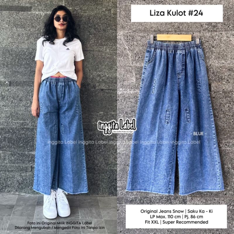 LIZA KULOT #24 BY INGGITA LABEL / KULOT JEANS WANITA MUSLIMAH / CELANA KULOT SNOW JEANS