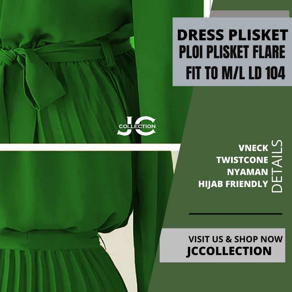 Long Dress Ploi plisket lengan panjang wanita gaya korea Peacce  - JCCollections