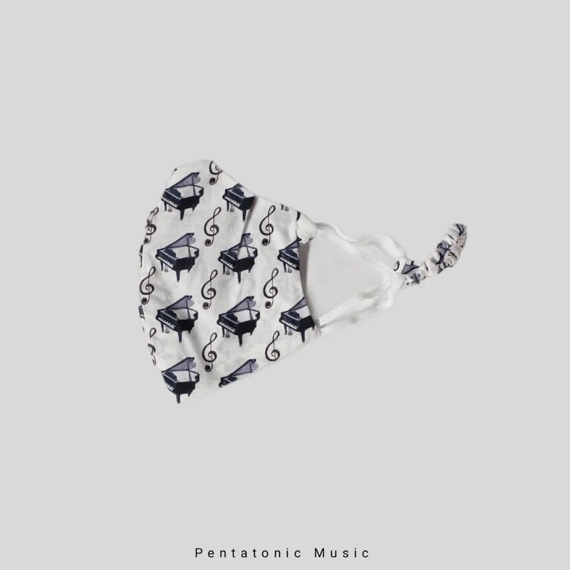 Masker Kain Unik motif Musik Music Organic Face Mask Grand Piano Kado Hadiah Souvenir Lucu Pentatoni