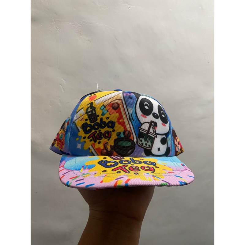 topi anak motif boba full print