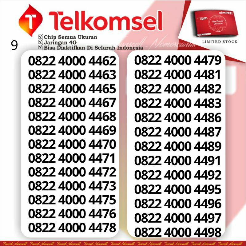 Kartu Perdana Nomor Cantik Simpati 4g Prabayar