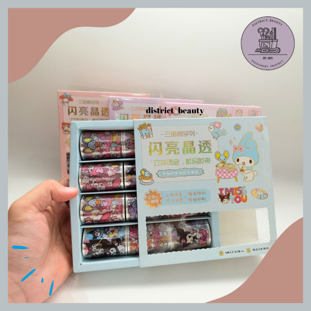 

WASHITAPE ROLL SANRIO 1 BOX 12 PCS WASHITAPE TRANSPARAN SANRIO CHF