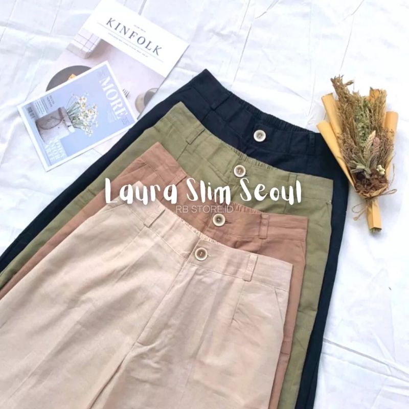 HIGHWAIST KULOT LINEN PREMIUM | KULOT LINEN LAURA SLIM SEOUL