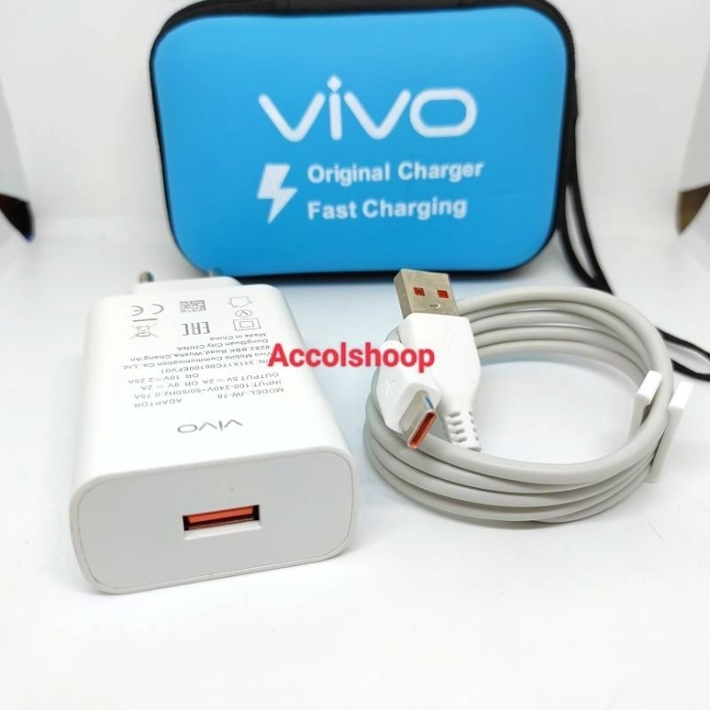 Charger Vivo Fast Charging Kabel Data Tipe C Plus Dompet Charger