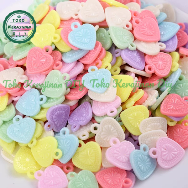 24 Pcs Manik Mote Liontin love Pastel