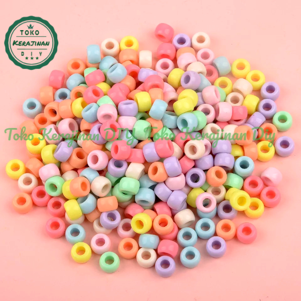 50 Pcs Manik Manik Mote Stoper Pastel Lubang Besar