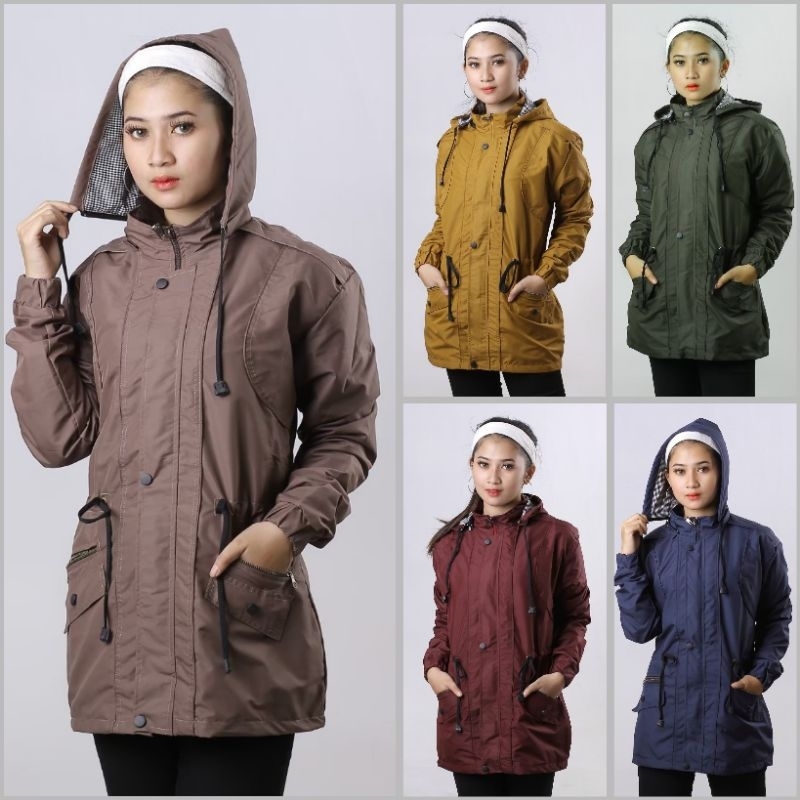 Jaket Parka Polos Wanita/Cewek Hoodie Waterproof | OOTD Jaket Wanita Anti Air Premium Best Quality!